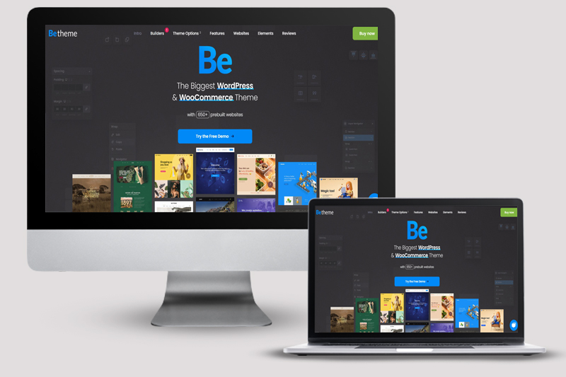 Image of BeTheme WordPress Theme showing its UI