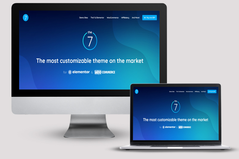Image of The7 WordPress Theme showing its UI